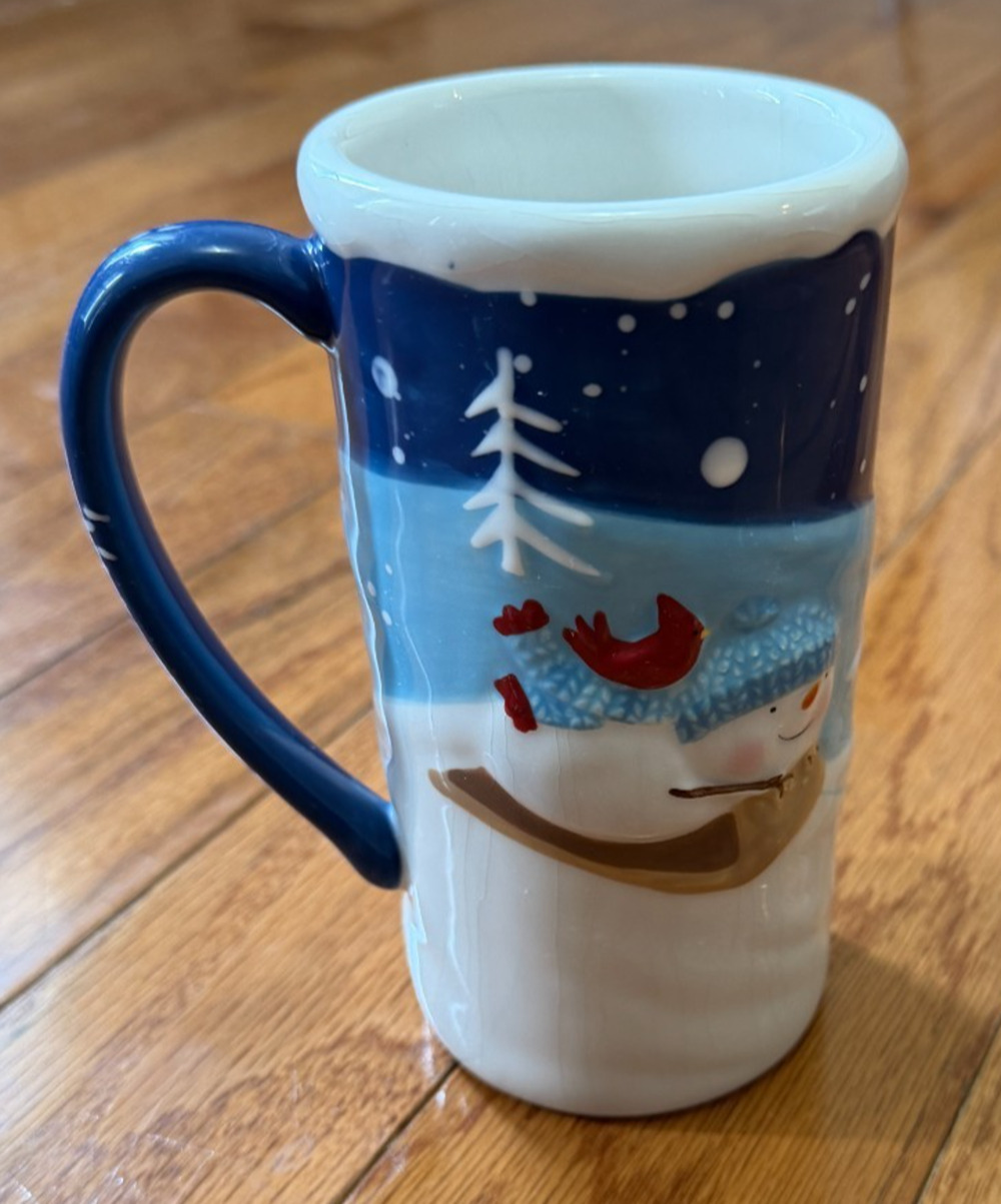 St. Nicholas Square Let It Snow Snowman Tall Latte Mug 14oz Red Perfect